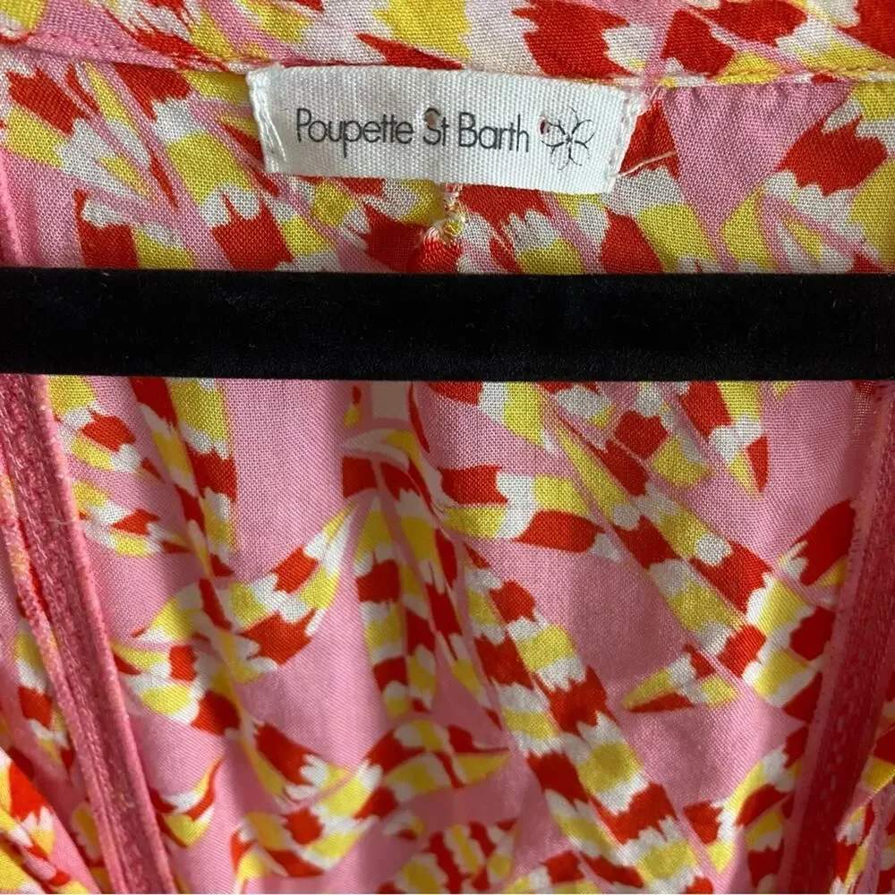 Poupette St. Barth Hot Pink Drop Waist Tasseled Dress Size Medium